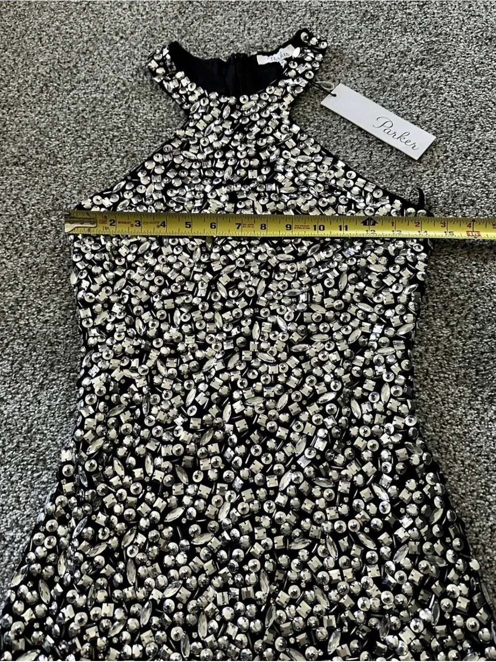 PARKER XS 0 2 Black Mariah Dress Silver Ice Cut Jewels Studs Gems NWT R$462 RARE